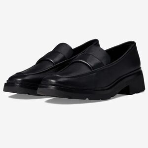 New Vince Robin Black Leather Loafer platform heel women's penny comfort size 11